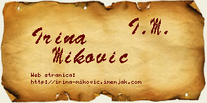 Irina Miković vizit kartica